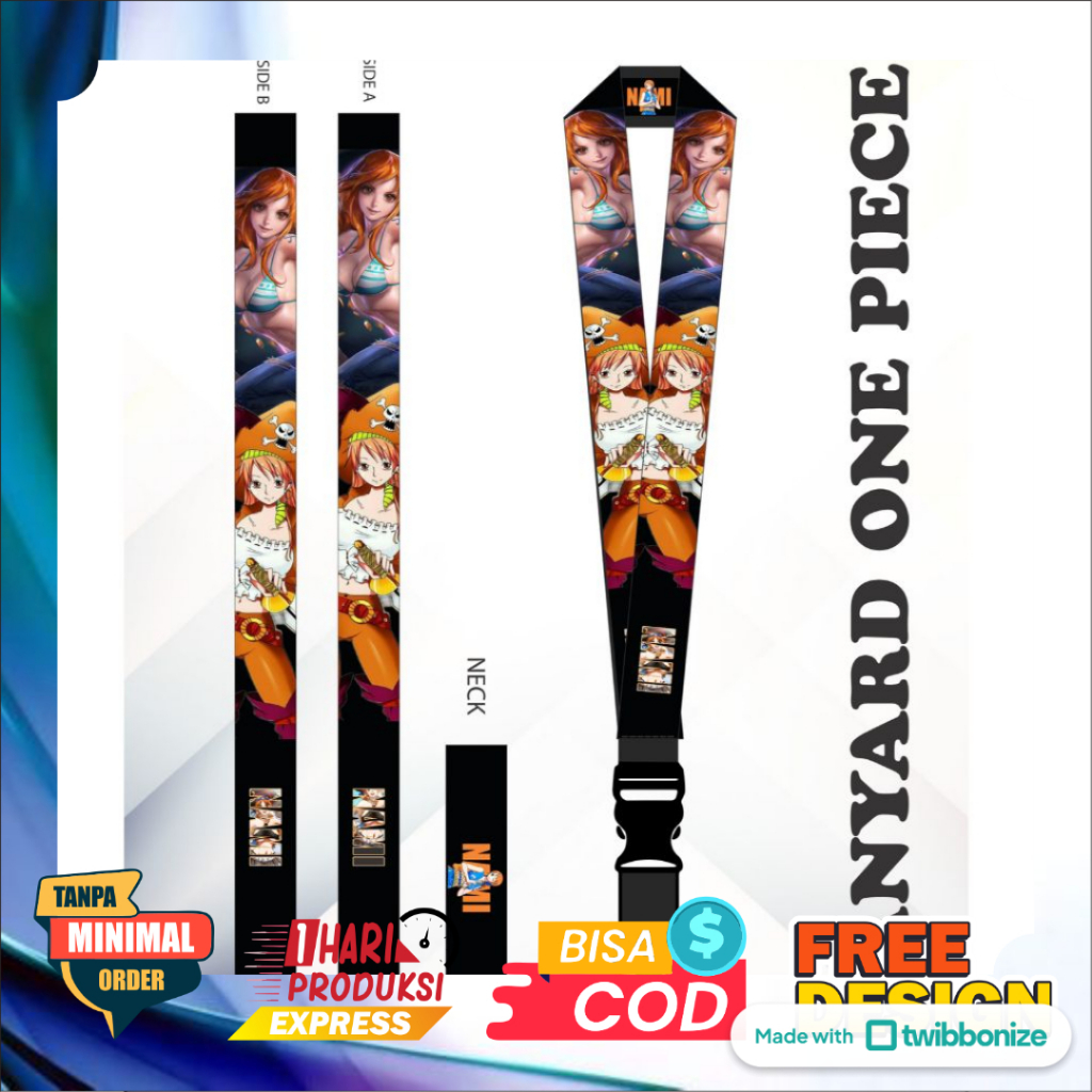 

One Piece Gear 5 NAMI Lanyard Gantungan id card Printing name tag Murah Satuan