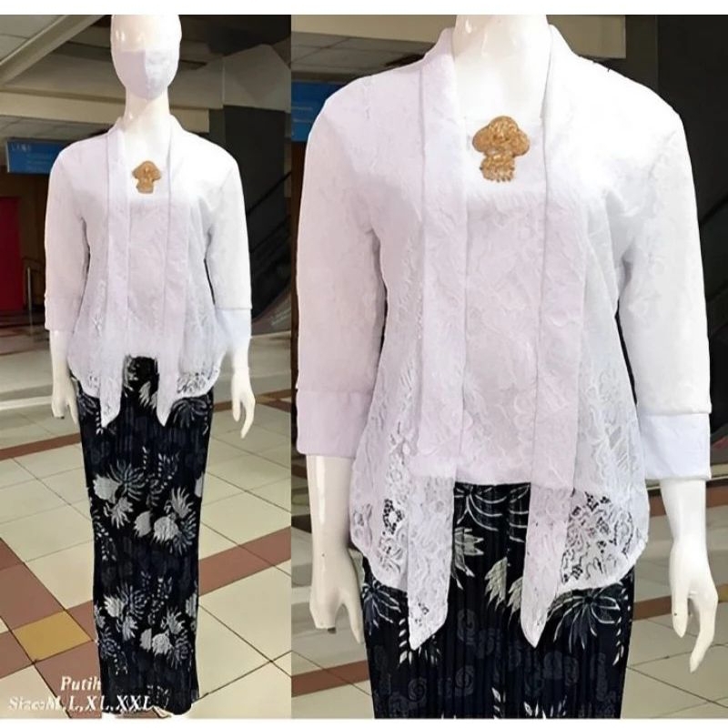 Setelan Kebaya Kutubaru Modern Atasan Kebaya Brokat Lengan 7/8 Baju Kondangan Kekinian Simpel Elegan