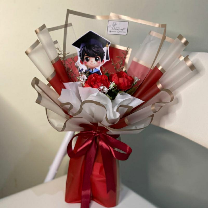 BUKET WISUDA COWO/BUKET TOPPER WISUDA/BUKET BUNGA