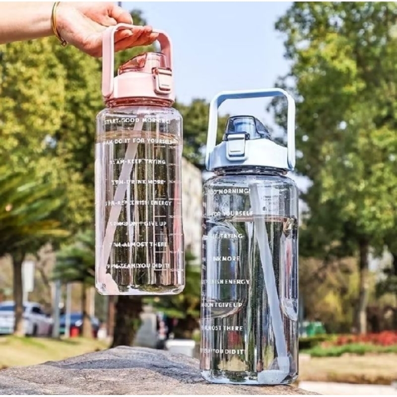 B ( B95 ) BOTOL MINUM KOREA VIRAL TUMBLER MOTIVASI MINUM 2 LITER