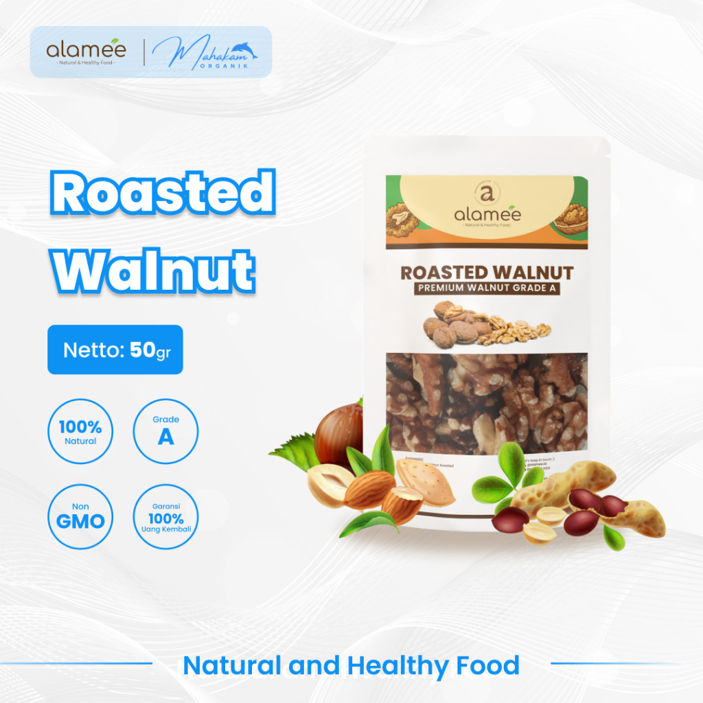 

ALAMEE Walnut Roasted Kacang Panggang Alami 50gr Organik Oven Matang Premium Mini