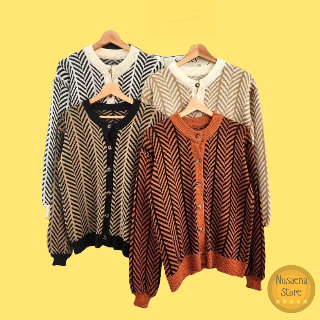 Cardigan Rajut Wanita Zigzag Outer Rajut Wanita Kekinian Bahan Tebal Premium