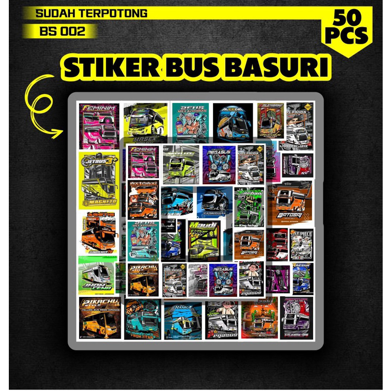 

Stiker bus 50 pcs Sticker pack Basuri truk label case phone Tumblr stationary paper
