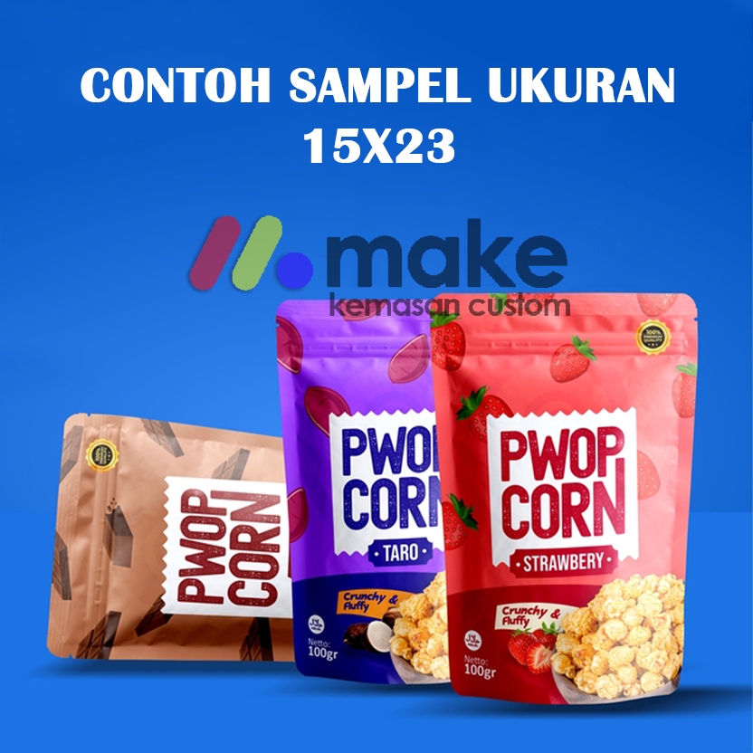 SAMPLE/CONTOH BAHAN & UKURAN 15x23 KEMASAN STANDING POUCH SACHET CENTERSEAL