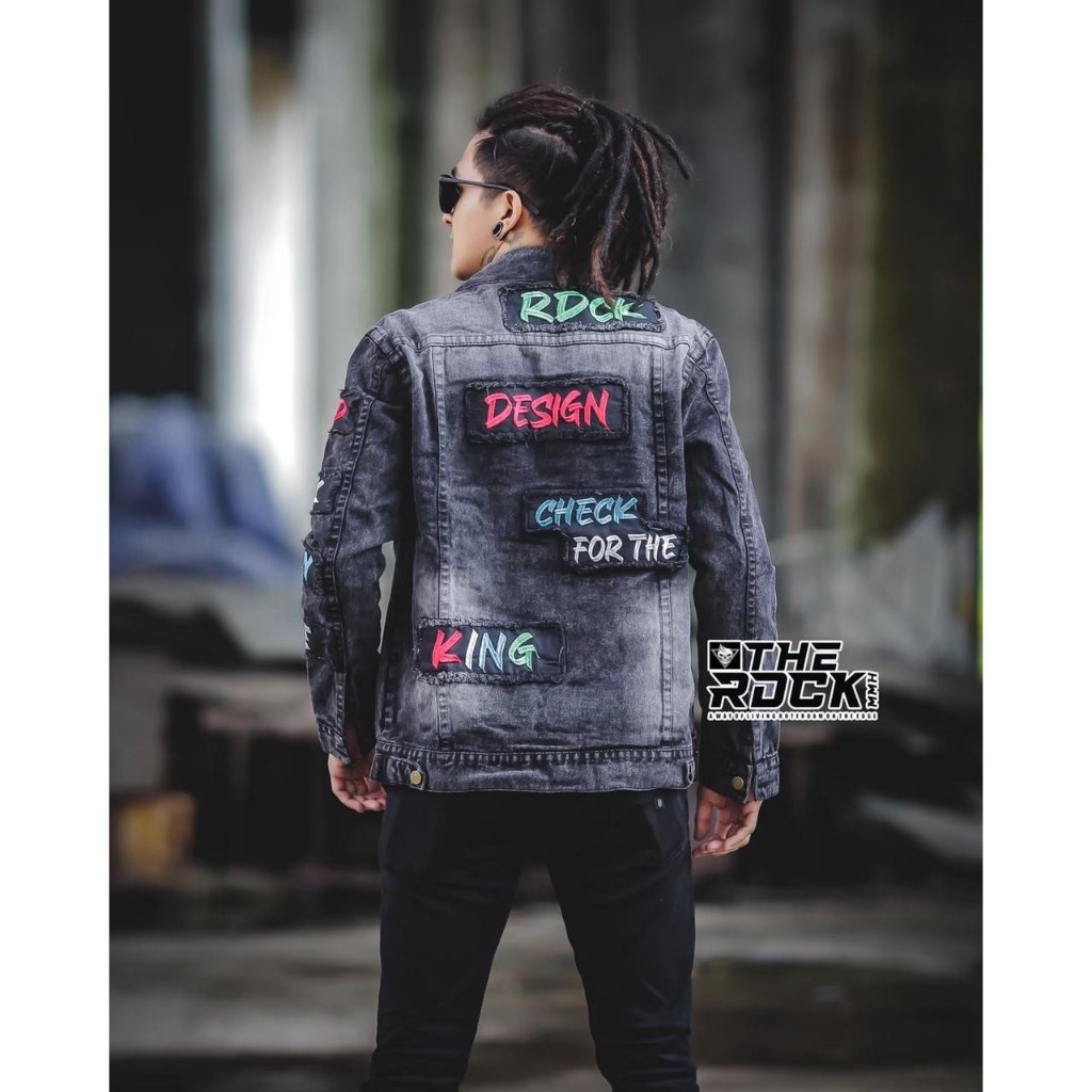 Jaket Jeans Pria Korean Style Tulisan Jacket Denim Gambar Belakang Full Bordir