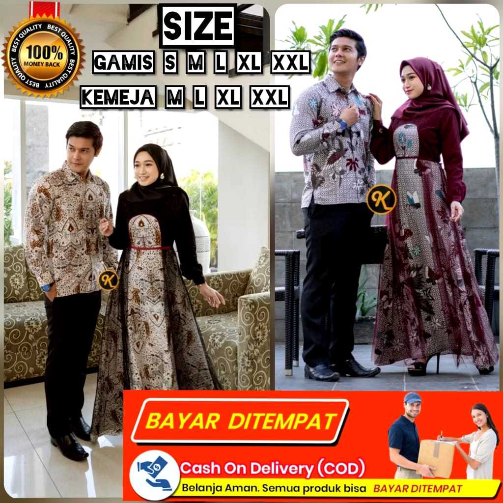 Couple gamis dan batik pasangan muslim kekinian couple tiara batik karyaku ada ld jumbo