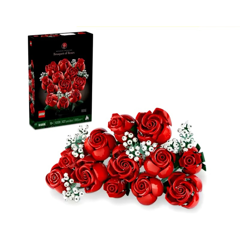 Lego Icons 10328 Bouquet of Roses Building Set (822 Pieces) Mainan Susunan Balok (18 Tahun+)