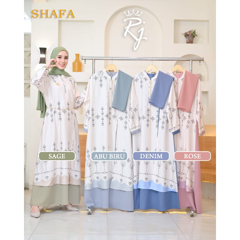 Shaffa Dress Set Pashmina Bahan Yoris mix Maxmara ORI by RJ// Gamis RJ Collection Shaffa Dress Set P