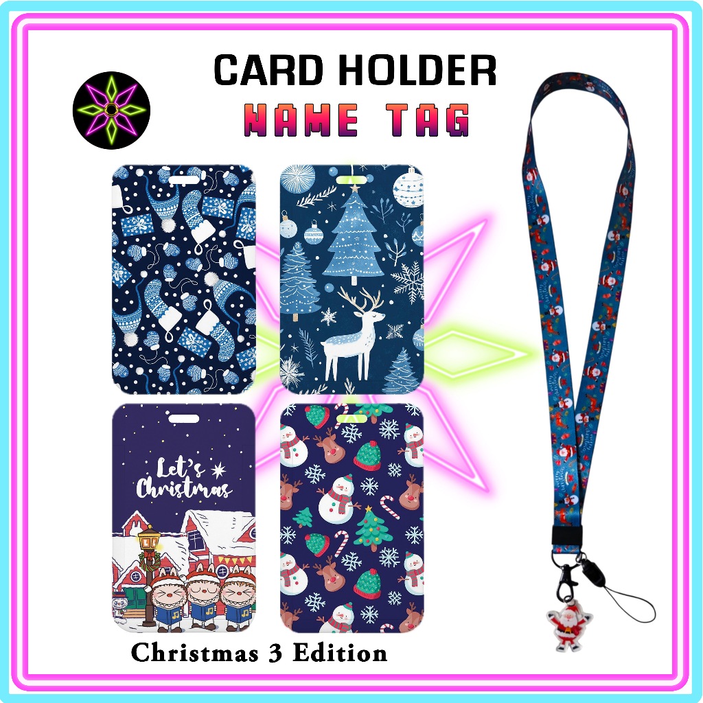 

Hikari Print ID Card Holder + Lanyard Christmas 3 Edition Nametag Dengan Tali Card Holder Tempat Kartu Christmas Natal Xmas Santa Claus