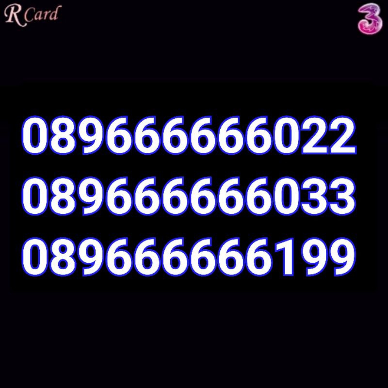 Perdana Nomor Cantik Tri Three Heksa Hexa 6 Rapi 089 666666 022 033 199 99