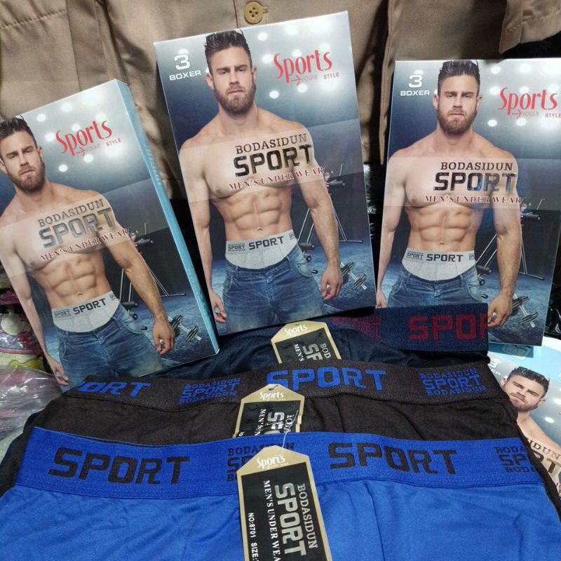 BOXER DALAMAN PRIA DEWASA BODASIDUN SPORT isi 3 pcs