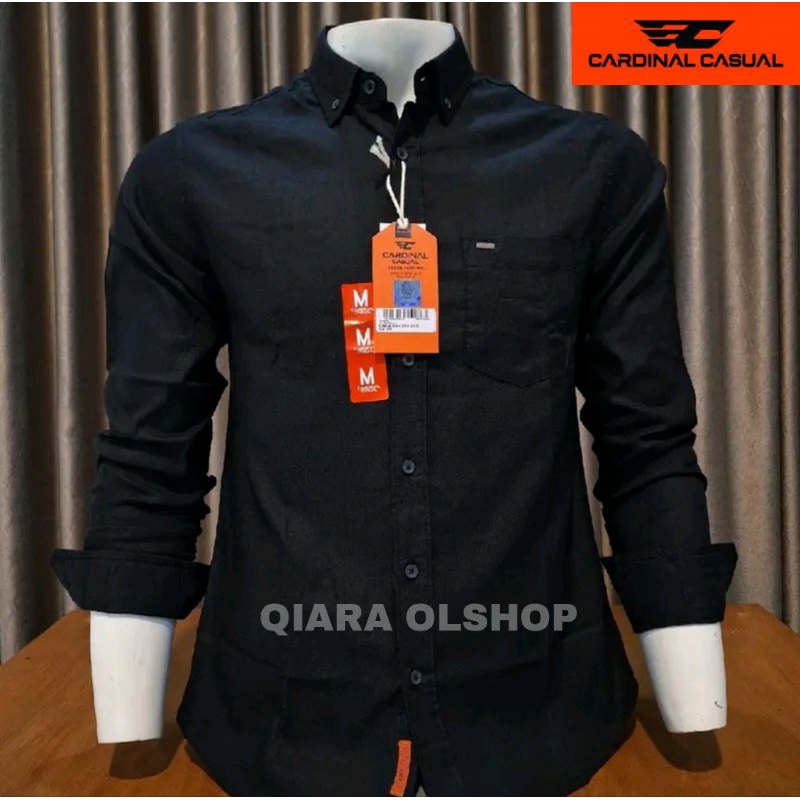 KEMEJA CARDINAL CASUAL SLIMFIT HITAM POLOS