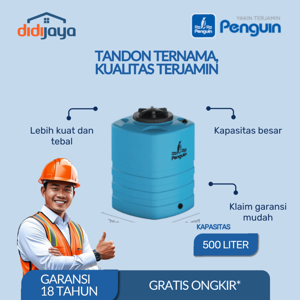 Tandon Air Kotak Kubik Penguin TE 55 500 Liter | Toren Air | Tangki Air Tanam Penguin