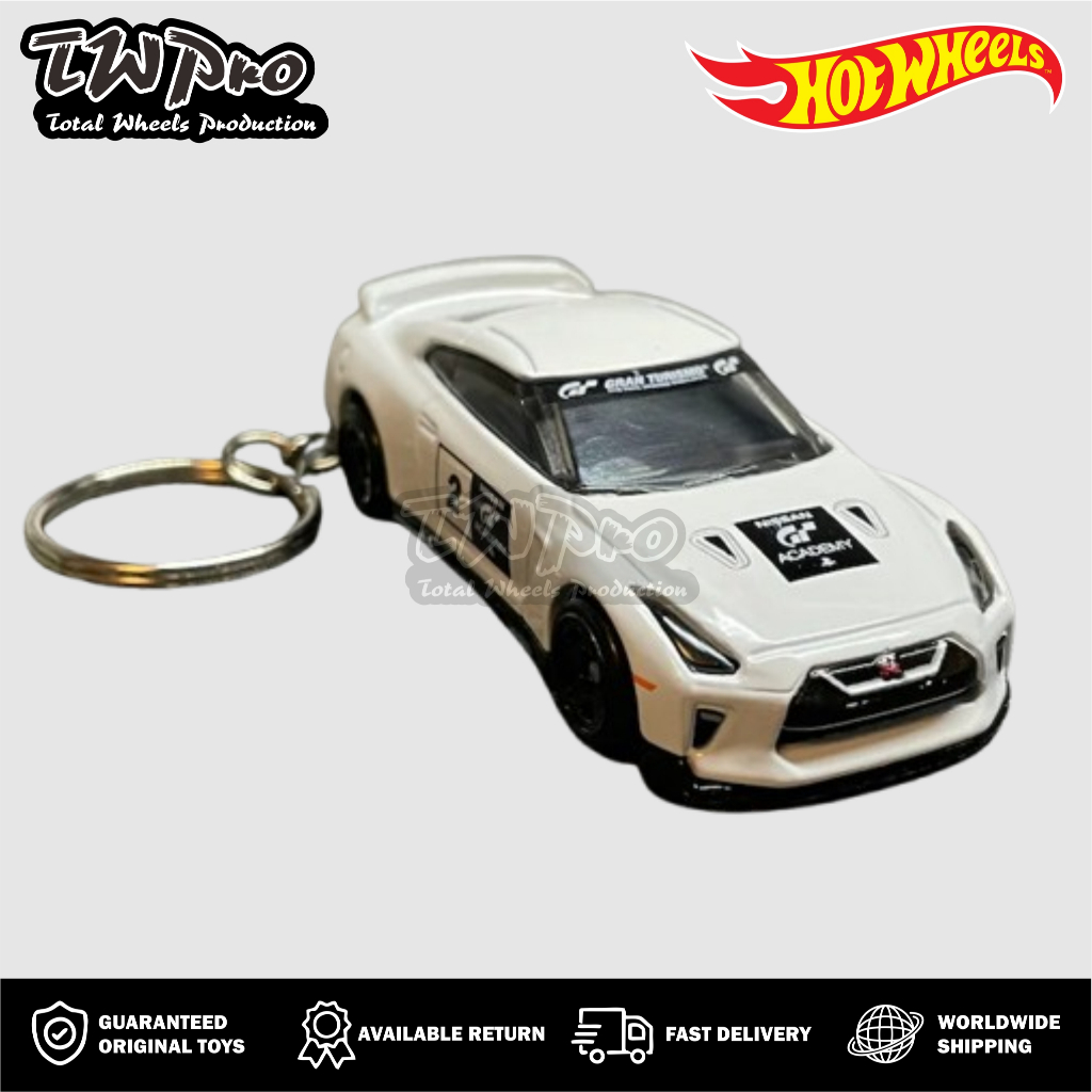 GANTUNGAN KUNCI HOT WHEELS GRAN TURISMO NISSAN GT-R R35 - WHITE - KEYRING - KEYCHAIN - CUSTOM - TOTA