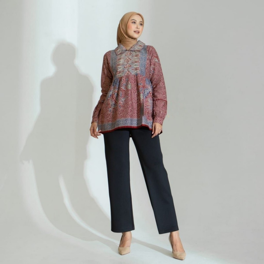 BATIK PEKALONGAN 88 - Blouse Iren Batik Modern Bahan Katun Prima Baju Kerja Kantor Batik Wanita BKIL
