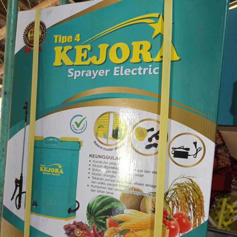 Tangki sprayer elektrik CBA Merk Kejora kapasitas 16 Liter untuk penyemprot Herbisida, insektisida, 