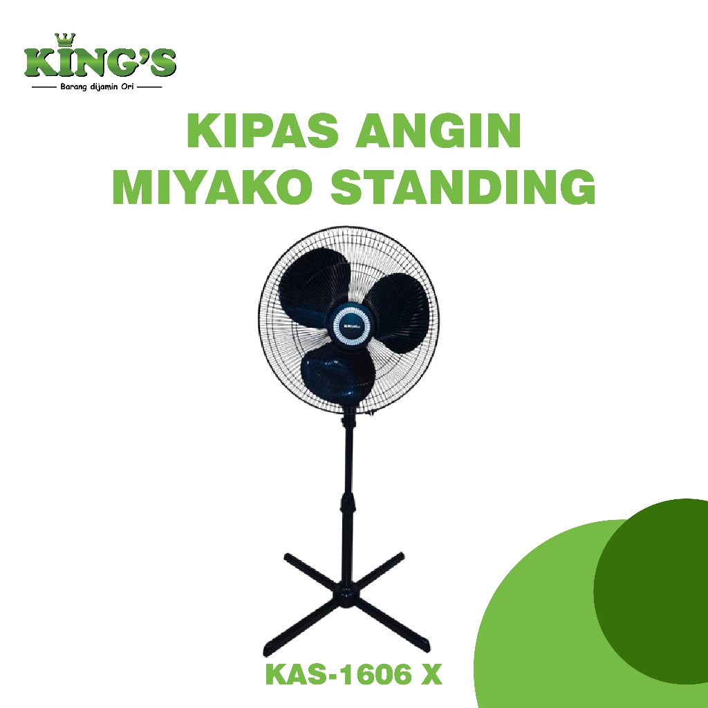 Kipas ANGIN MIYAKO KAS1606 X / KAS-1606X / KAS 1606 X FULL HITAM STANDING/ KIPAS ANGIN BERDIRI