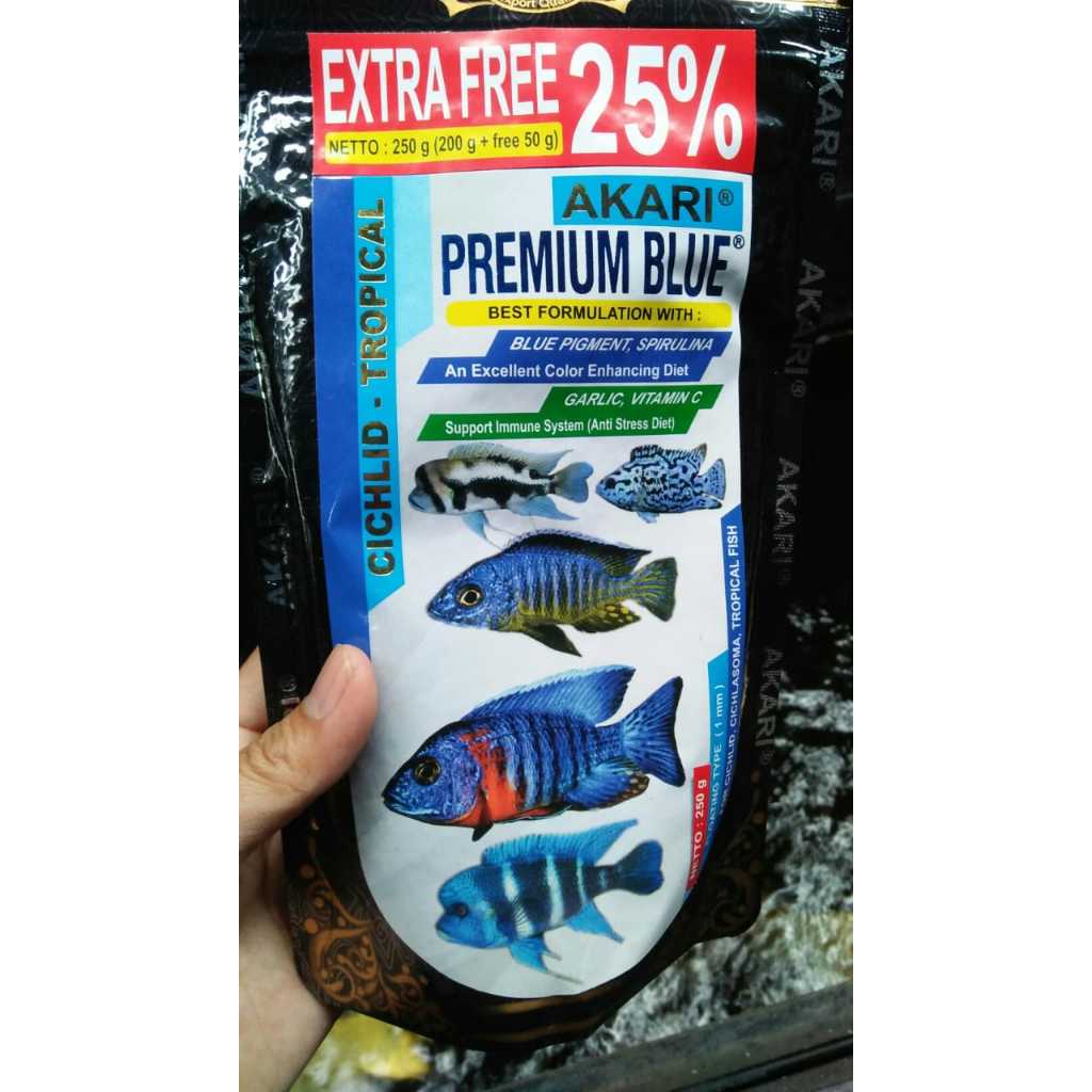 Akari Premium BLUE chicild pelet ikan size 1mm BLUE Tropical xpert 0,5mm Sinking Super BLUE