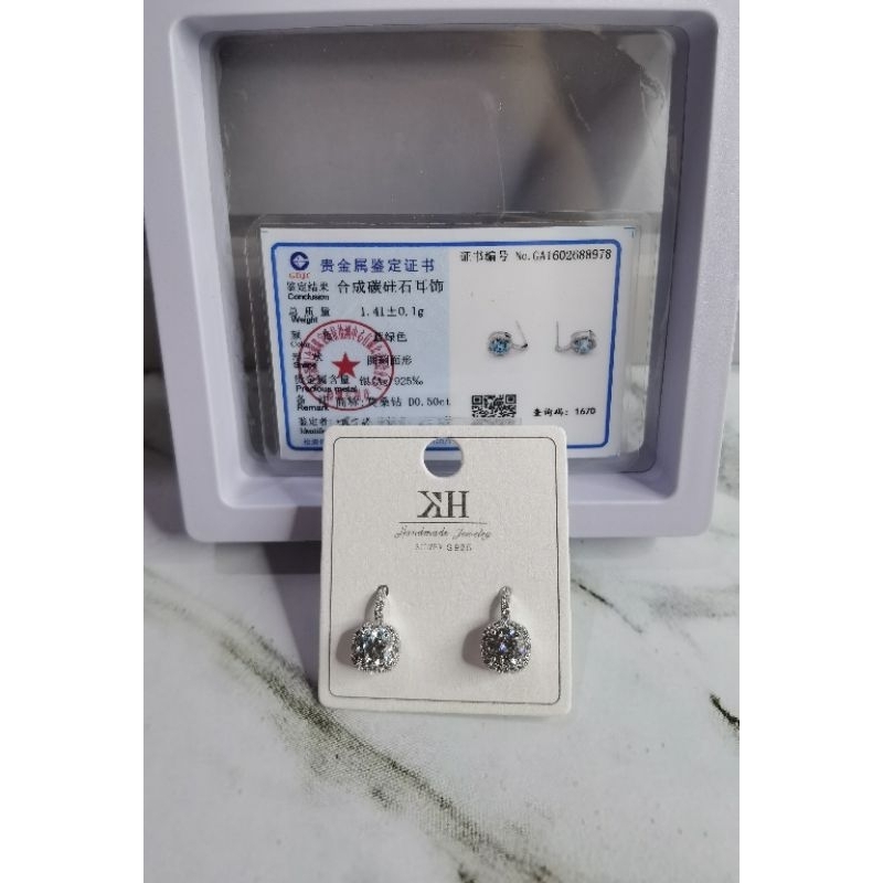 Anting Tusuk Berlian Mossanite 0,5ct Perak S925 + Sertifikat