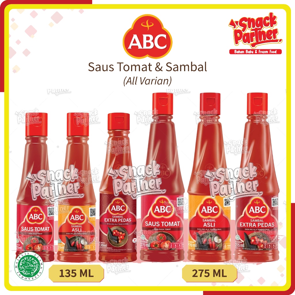 

Saos ABC 135 275 ML - Botol Saus Sambel Sambal Asli Cabe Chili Extra Hot Pedas Tomat Ketchup130ML 135ML 275ML