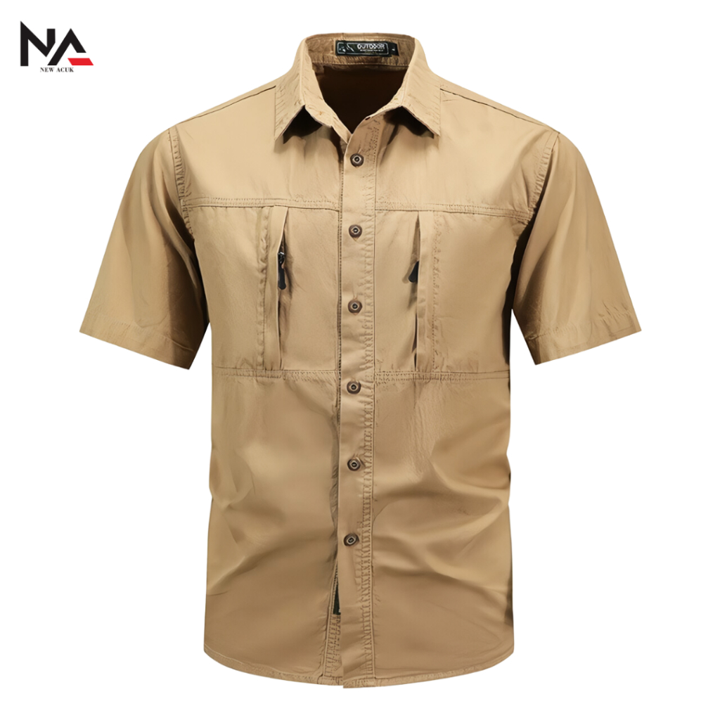 Kemeja Tactical Cream Lengan Pendek / Kemeja Tactical Pria / Kemeja Tactical Lengan Pendek / Kemeja 