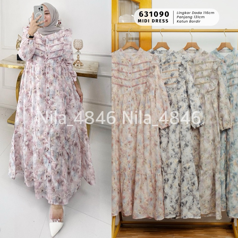 Midi Dress Qiara katun bordir