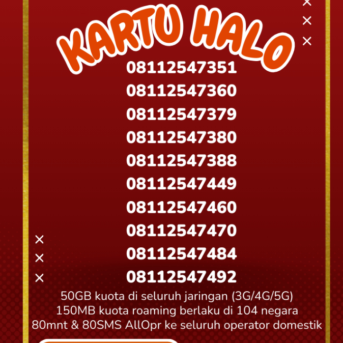 Kuota 50GB  Telkomsel kartu halo 11 digit nomor 6