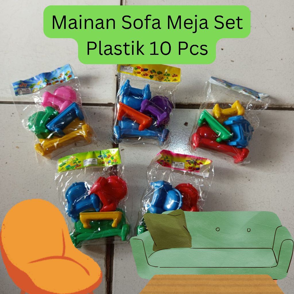 MAINAN SOFA MEJA SET RUMAHAN PLASTIK 10 PAK