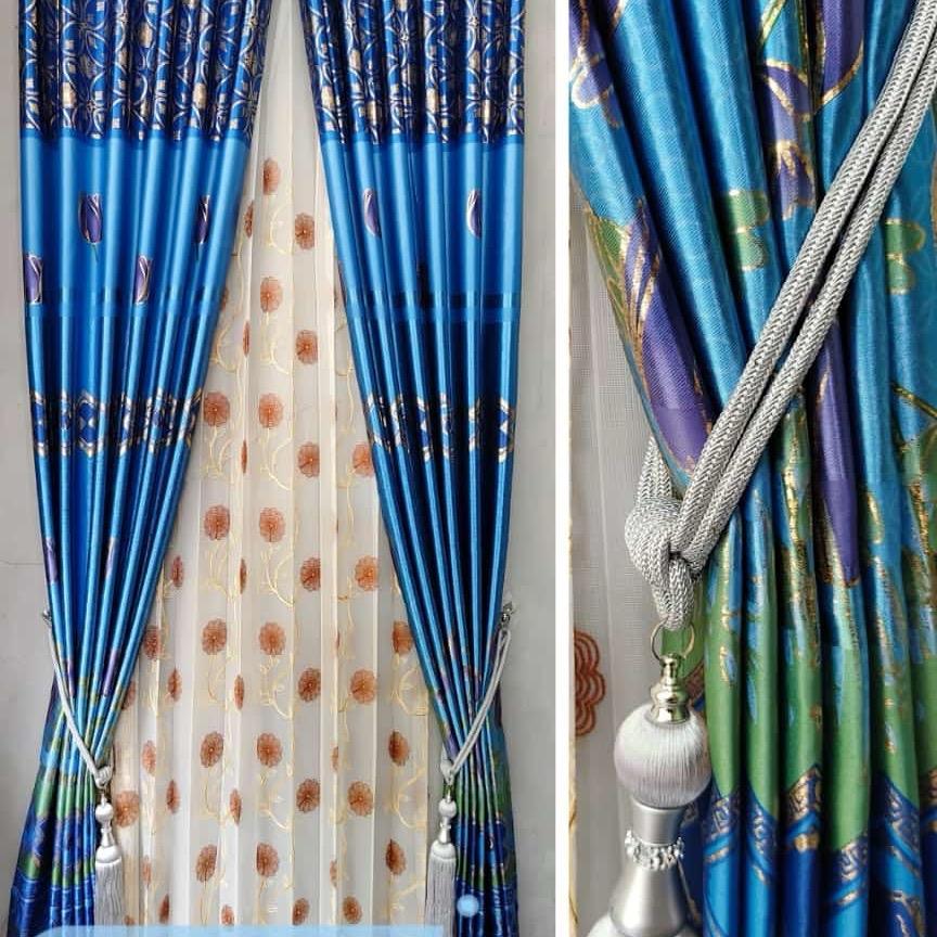 Gorden Blackout Motif Tulip Print YA05 Bunga - Merah Abu Hijau Gold Coklat