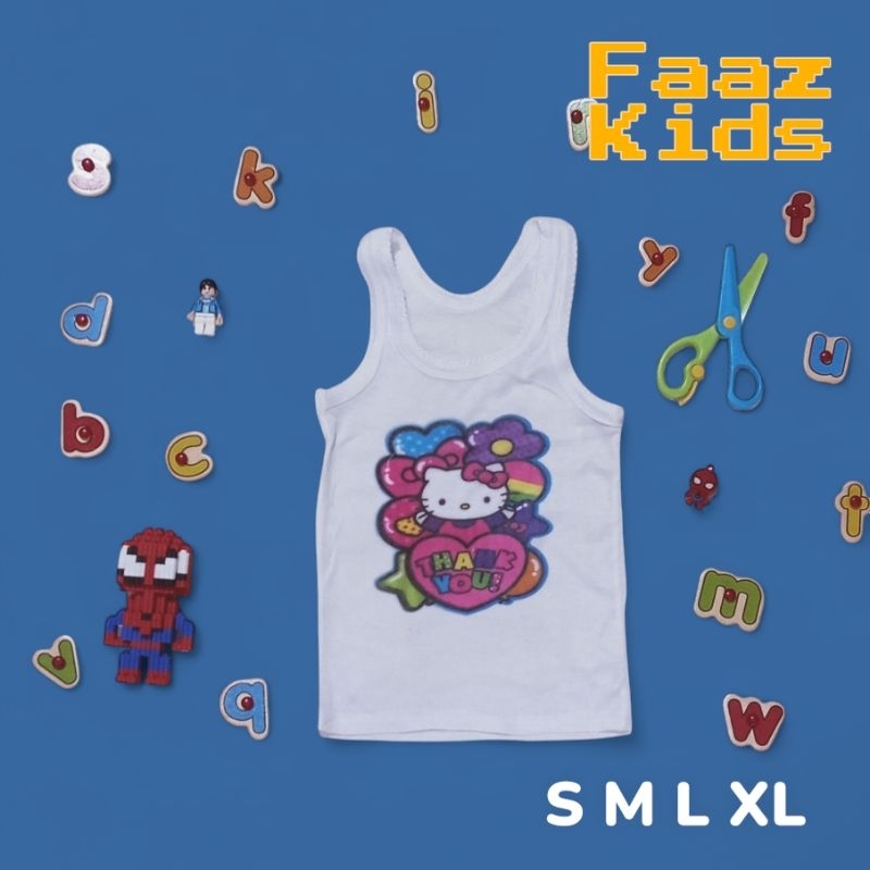 3pcs Singlet anak laki laki dan perempuan sablon besar karakter menarik