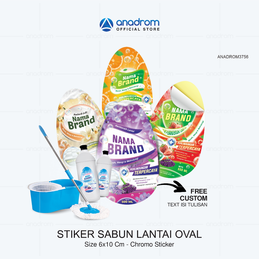 

[1 pack] Sticker Kemasan Sabun Pembersih Lantai Oval | Sticker Label Kemasan Botol Sabun Lantai | Sticker Karbol Lantai Oval | Anadrom 3756