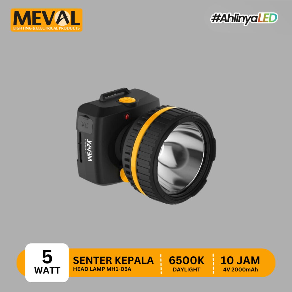 MEVAL Senter Kepala LED Head Lamp 5 Watt - Putih