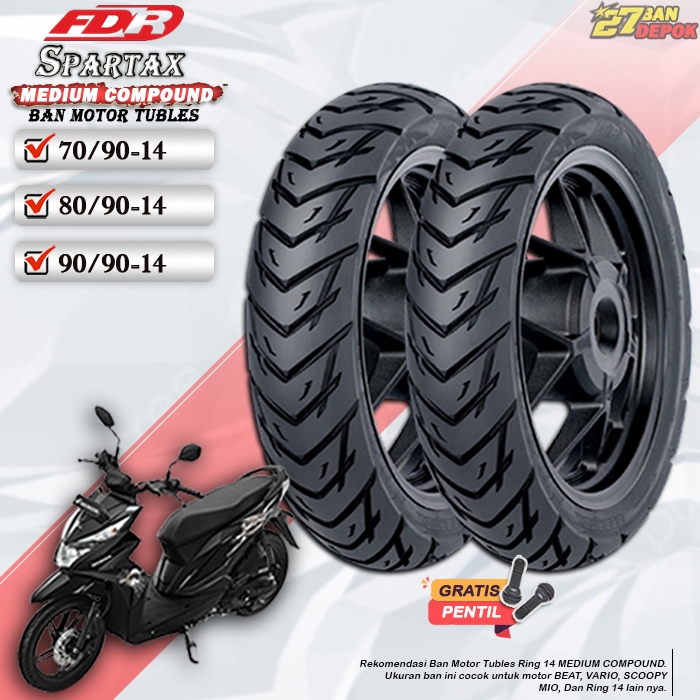 BAN MOTOR MATIC FDR SPARTAX RING 14 TUBLES BAN MOTOR TUBELESS BEAT VARIO SCOOPY RING 14