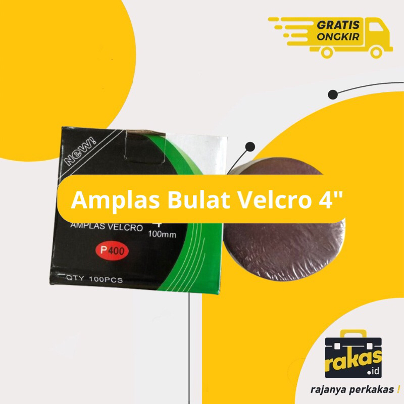 Amplas Bulat Velcro 4 Inch Grit 180 240 400