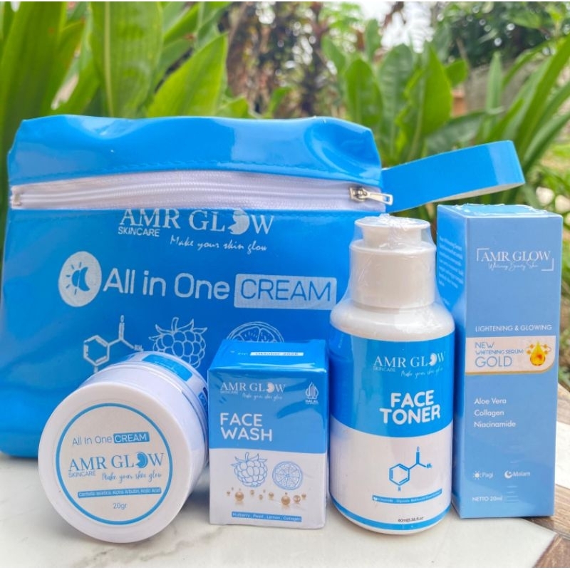 1 Paket Amr Glow Skincare plus Serum Gold Whitening Original Bergaransi