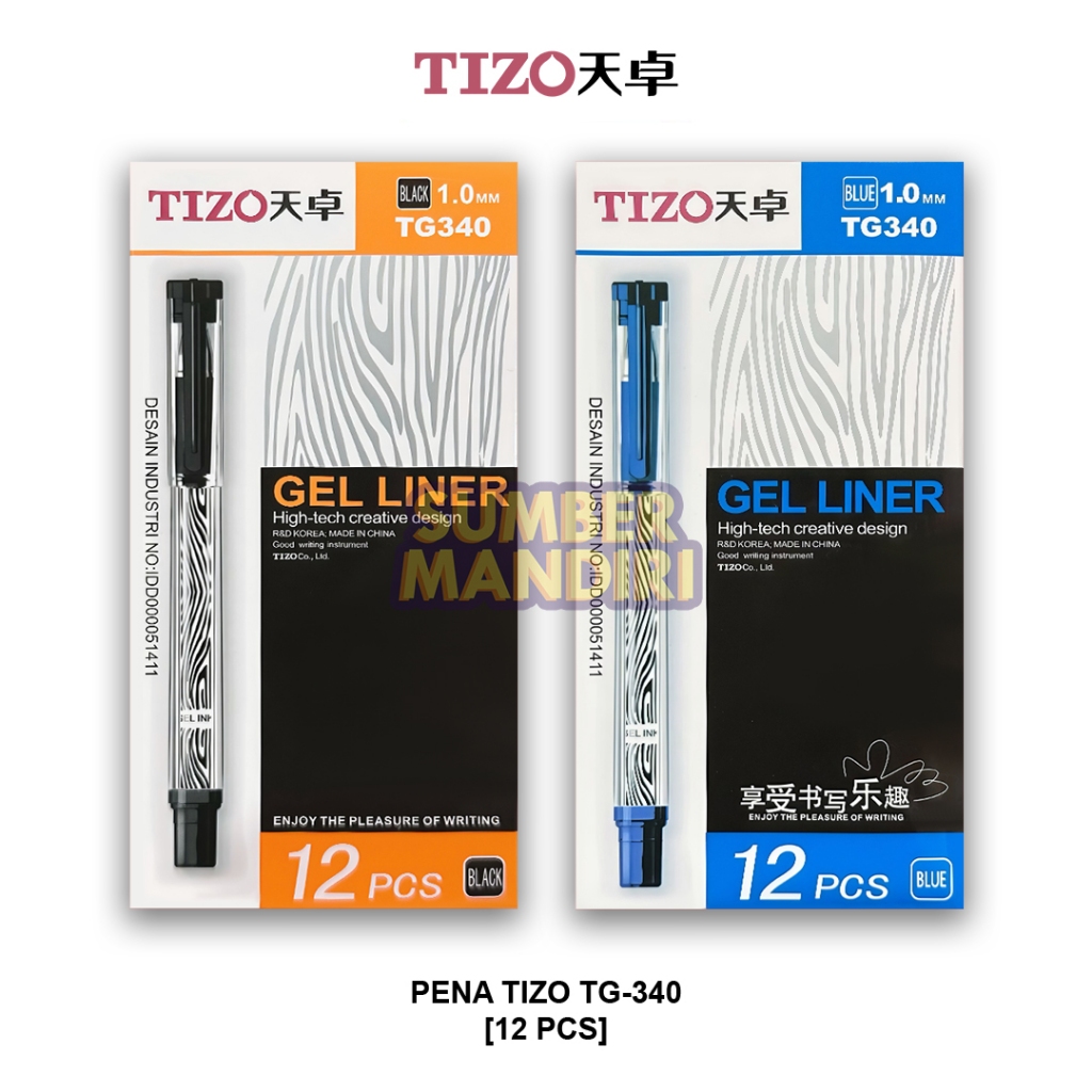 

Ball Pen Pulpen Pena TIZO TG-340 Hitam Biru Gel Pen [12 PCS]