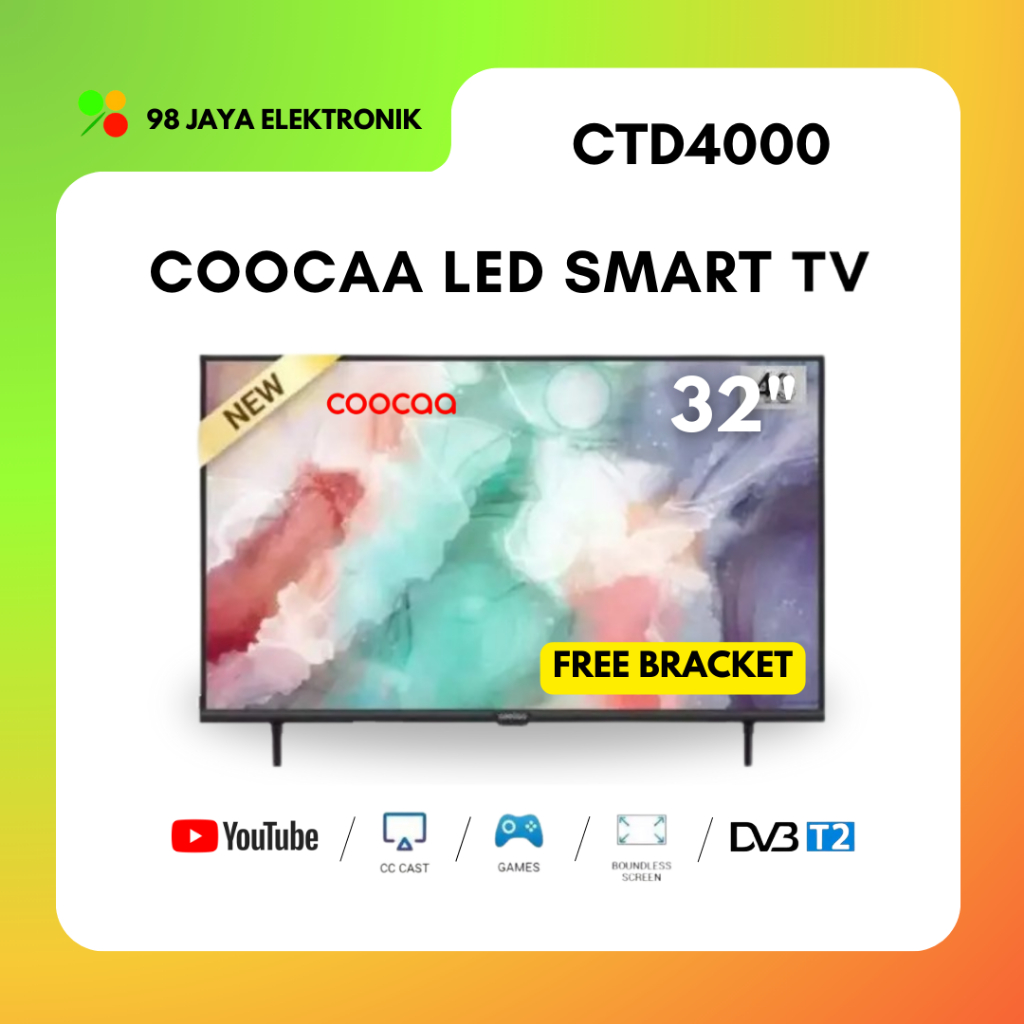 COOCAA LED 32 INCH - 32CTD4000 - SMART ANDROID TV - FREE BRACKET