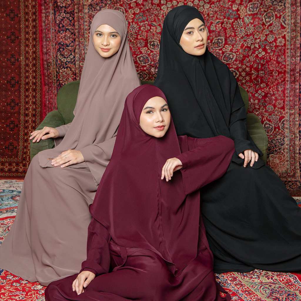 Lozy Hijab - Lyra Abaya Set (Abaya Gamis Set Khimar Niqab Haji dan Umrah Bahan Cooltech Anti UV)