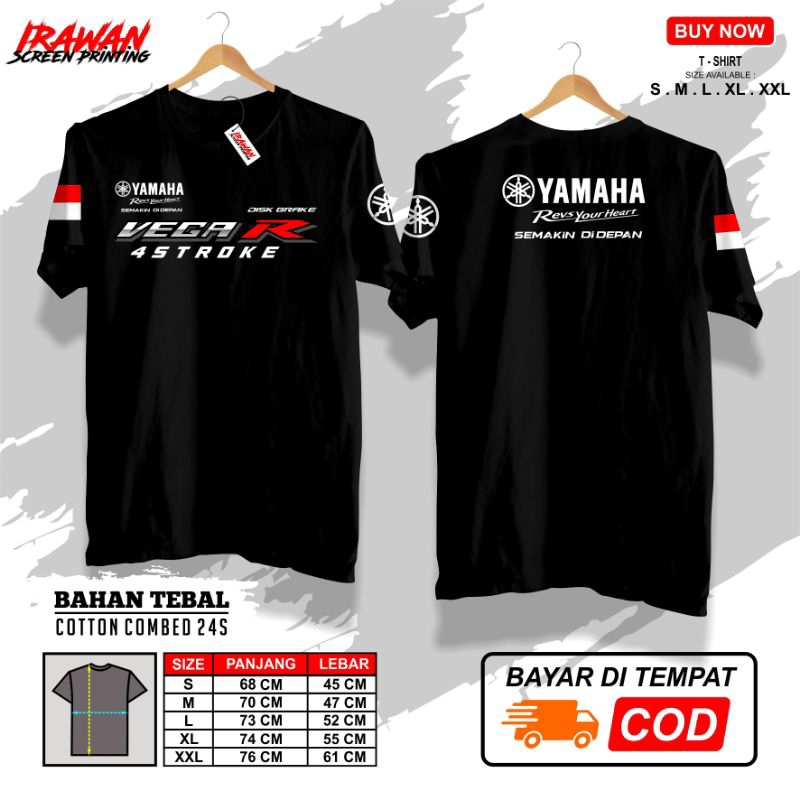 KAOS YAMAHA VEGA R 4 STROKE - BAHAN TEBAL + BONUS STIKER / KAOS PRIA WANITA / T-SHIRT / DISTRO / KAT