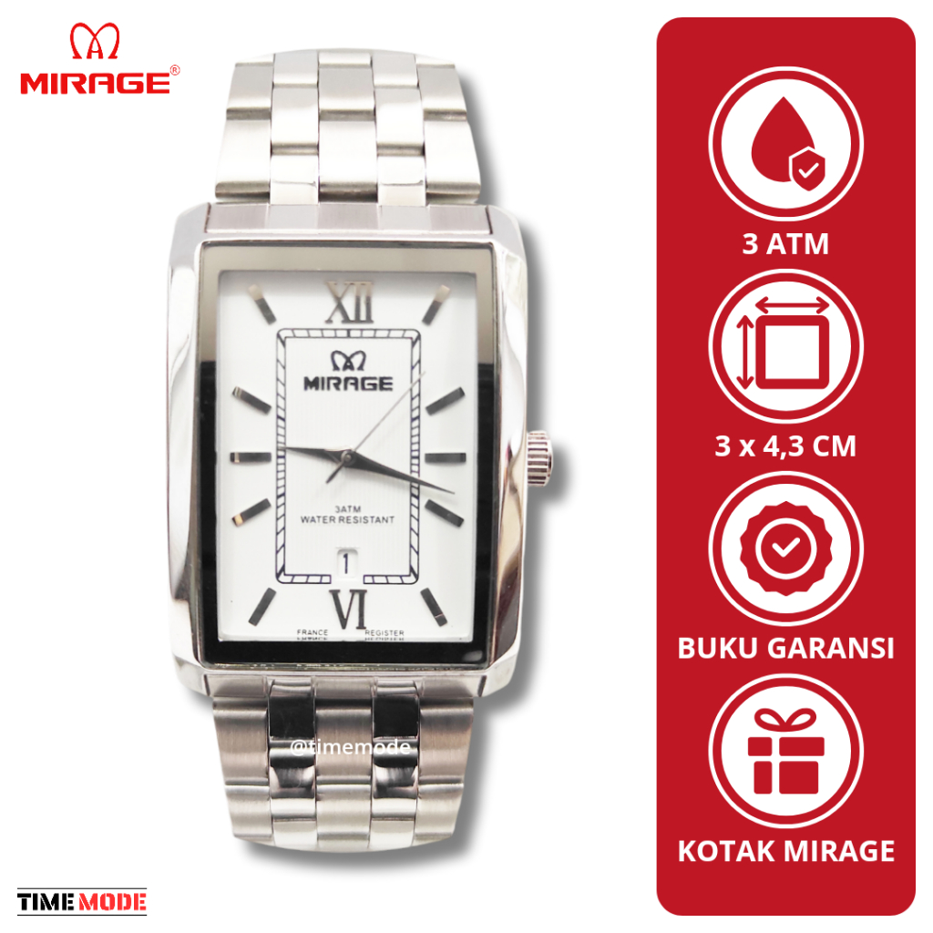 MIRAGE Jam Tangan Pria Mirage Original 8577 BSP M Tanggal Analog