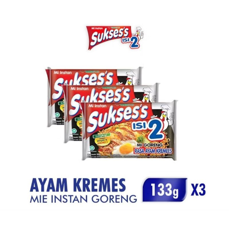 

Mie sukses instan goreng ayam kremes 133g 3pc