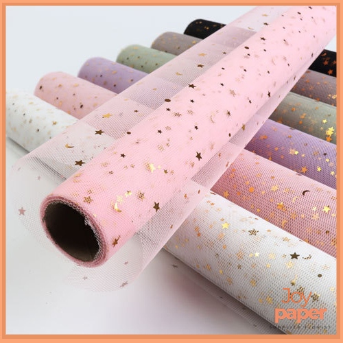 

Pembungkus Bunga Gold Star Glitter Korea Kertas Buket Bunga Motif Star Moon