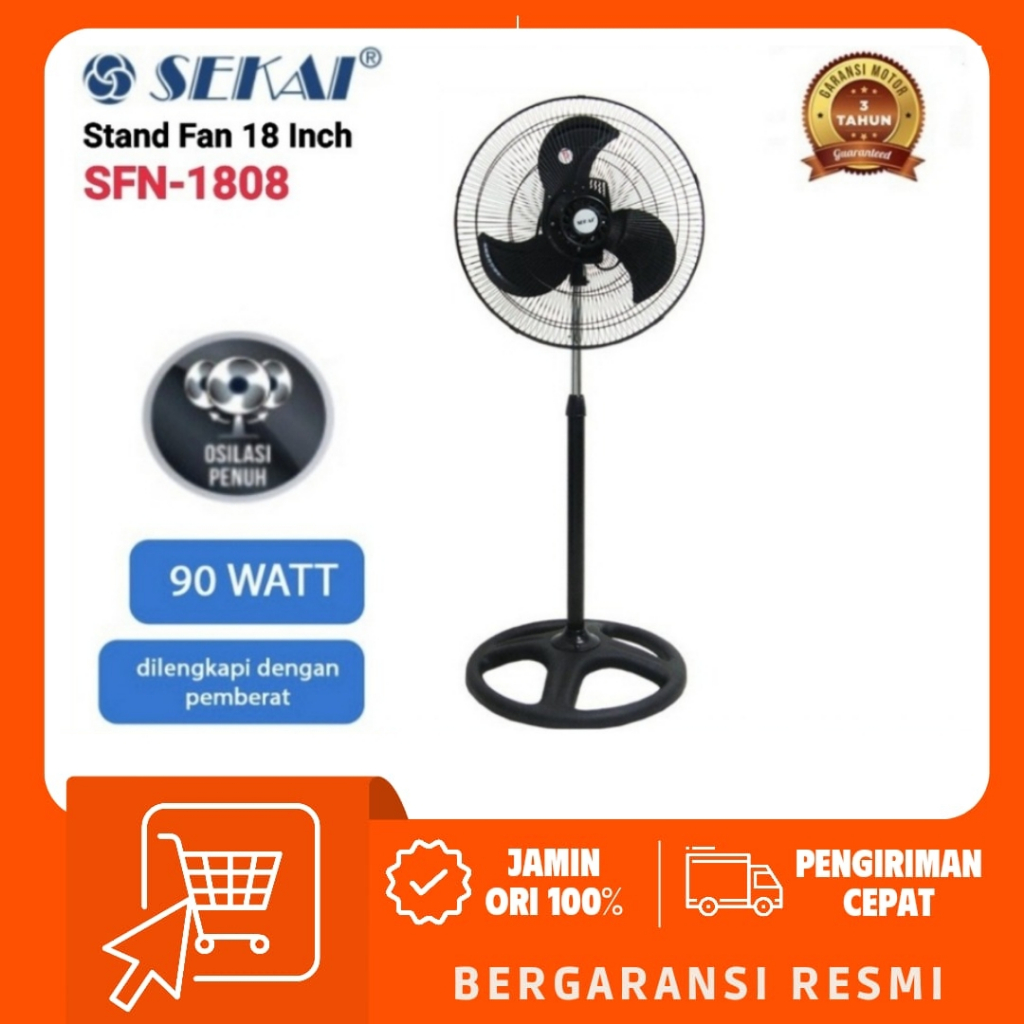 SEKAI Kipas Angin 18 Inch SFN1808 Metal Stand Fan SFN 1808