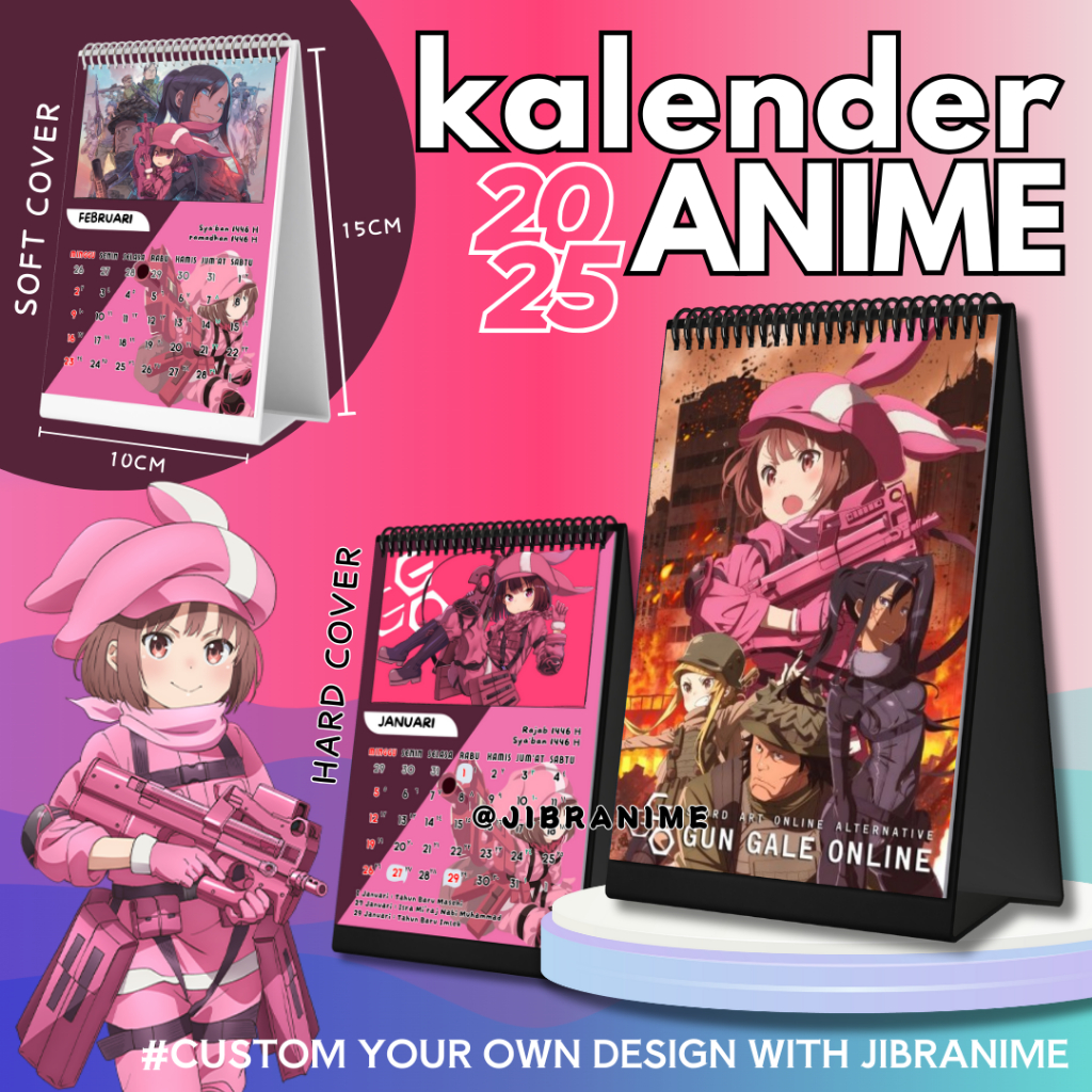 

Calendar / kalender meja 2025 anime Sao Alternative GGO llenn / Custom kalender