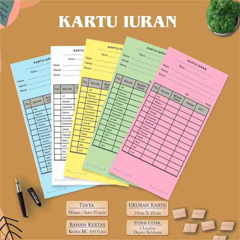 

KARTU IURAN, KARTU IURAN WARGA, KARTU IURAN BULANAN,KARTU MED.IS ISI 100PCS