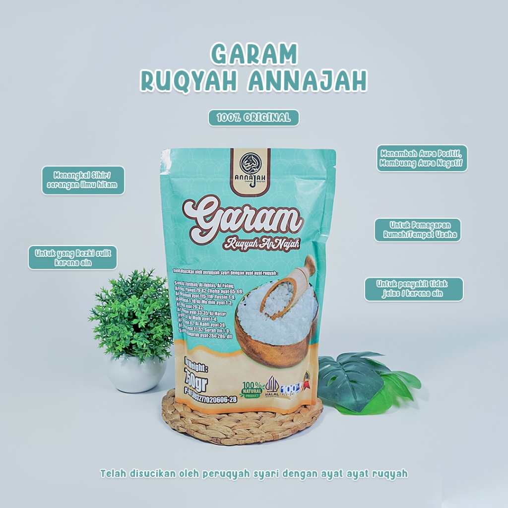 

[ Promo Spesial Kemasan 750 g ] Garam Ruqyah Annajah 100% Original | Pembuka Aura Rezeki Karir Usaha Siap Pakai Penangkal Sihir Kebangkurtan