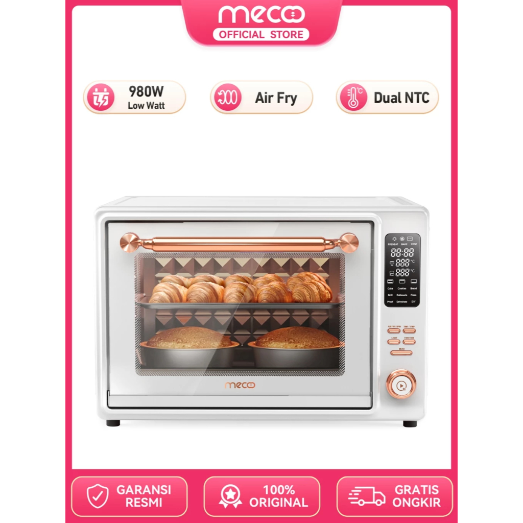 MECOO ELECTRIK OVEN BESAR KAPASITAS 38 LITER OVEN LISTRIK DIGITAL PREMIUM DENGAN SMART LED LOW WATT