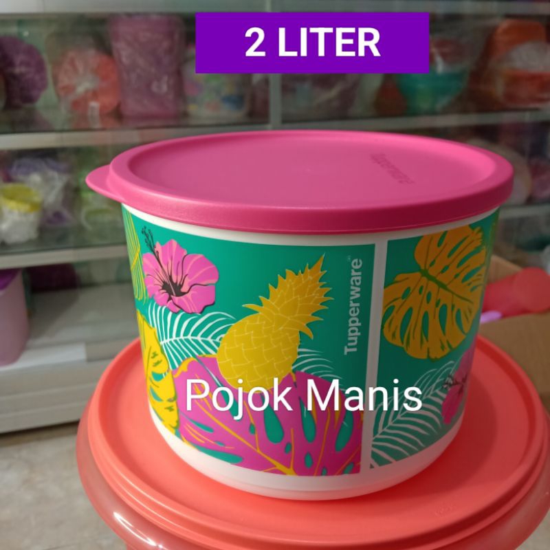 Toples snack flaminggo canister tupperware 2 liter tosca pink
