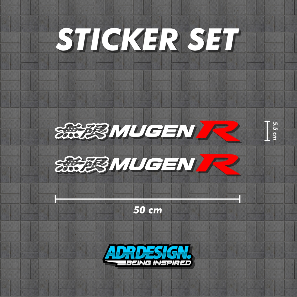Sticker Kaca Depan & Belakang Mugen R Honda Brio / Jazz / City / Civic / Accord / Odyssey / BRV / HR