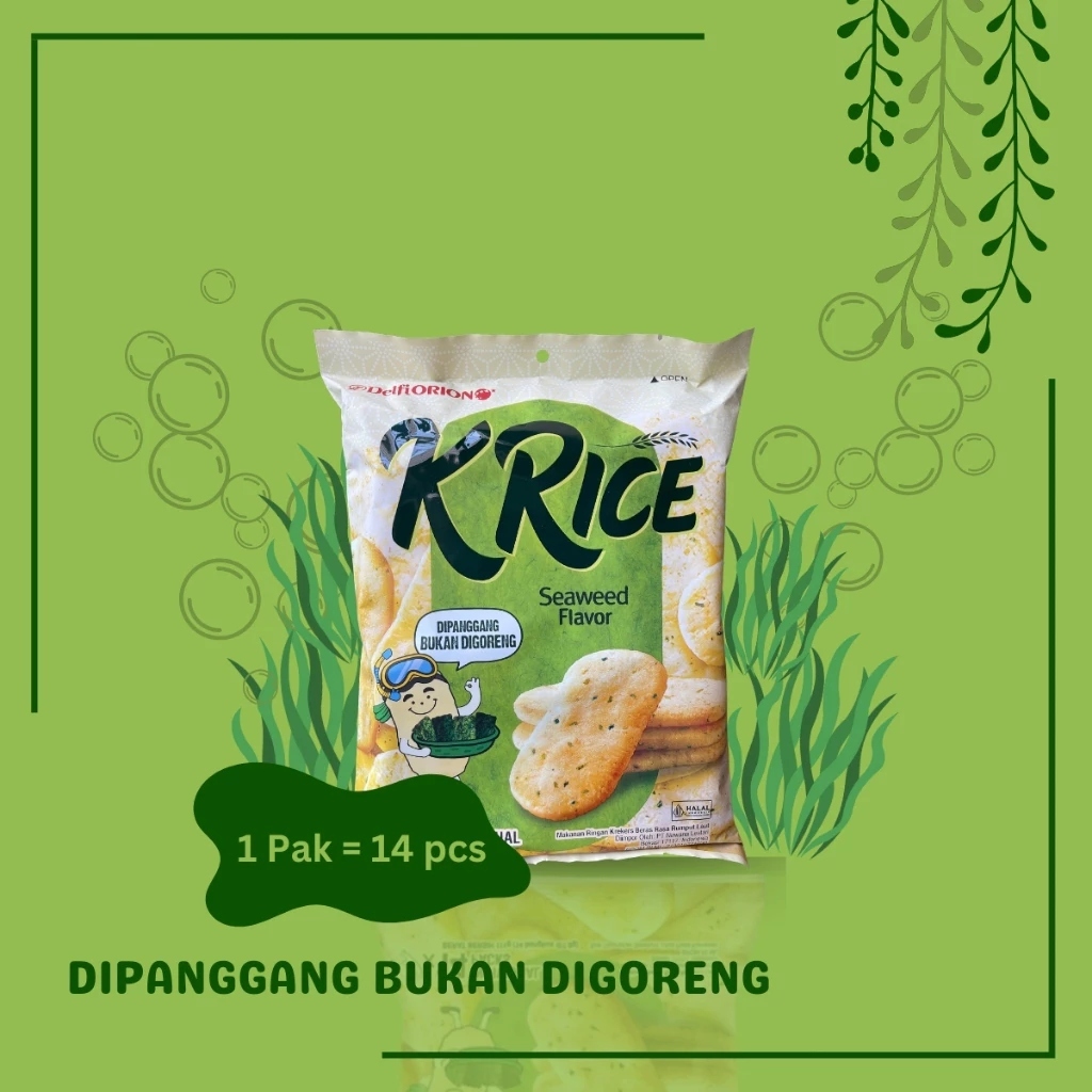 

pink Krice Delfi Orion Krekers Beras Sweet / Seaweed / Cheese PACK (isi 14 pcs)